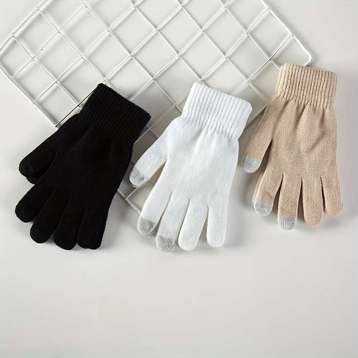 1 Pair Black Warm Gloves