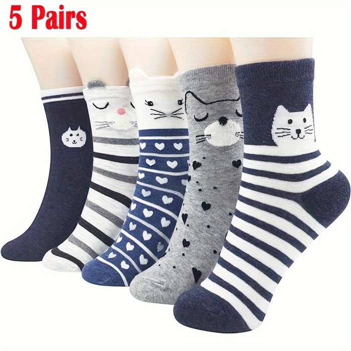 5 Pairs Cat Sock Us 5 8?? Uk 2.5 5??? Eu 35 38