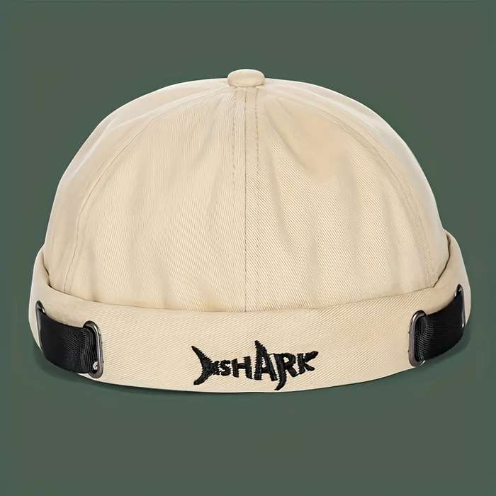 1pc SHARK Embroidered Docker Cap Adjustable Washable Summer Hat in Black Beige Dark Blue with
