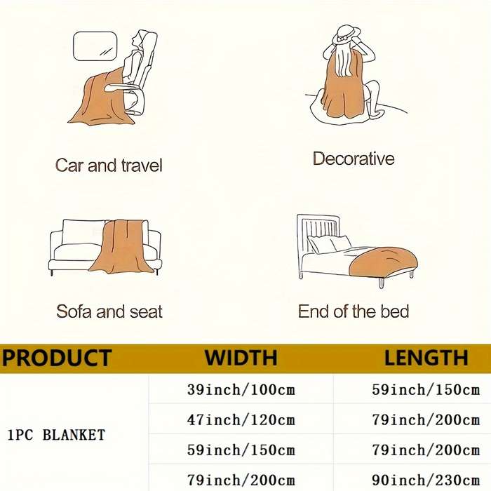 1ps Blanket Color Beige size 99.06x149.86cm