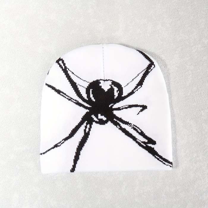1pc Big Spider Jacquard Y2K Beanie Trendy Color Block Knit Hats Gothic Skull Cap Hip Hop Beanies Fo