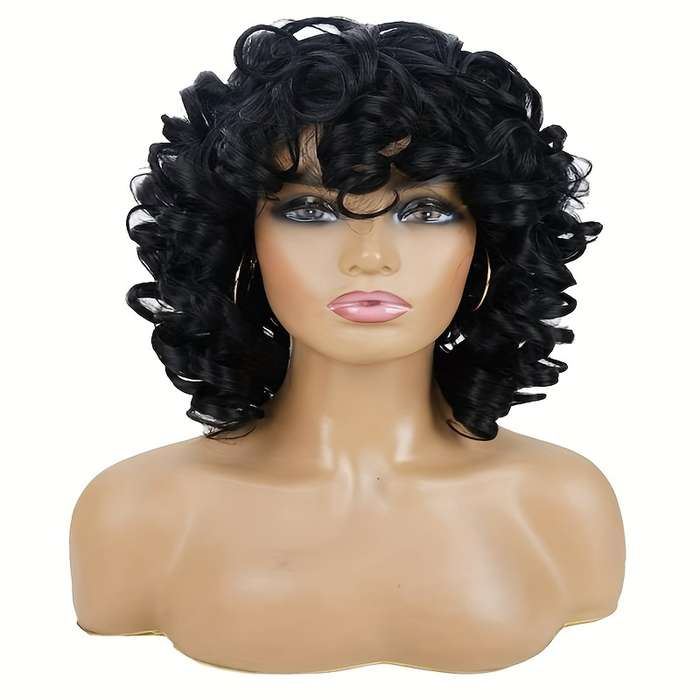 1Pc Black 25.4cm Fashion Design Wig