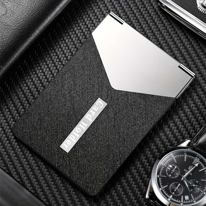 1pc Metal PU Leather Credit Card Holder Ultra-thin Driver's License Case ID Credit Card Holde