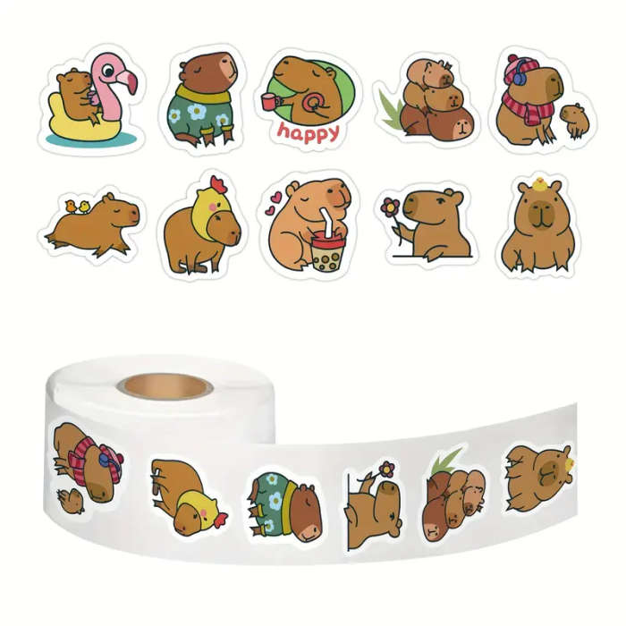 35pcs Capybara Stickers Pack - Cute Cartoon Designs