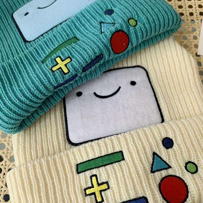 Cartoon Gaming Console Knit Beanie Polyester Stripe Packable Hand Washable