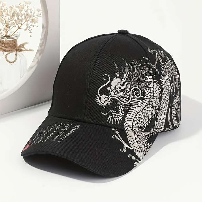 Hat Oriental Dragon Peaked Cap Black Add Oriental Dragon Peaked Cap White