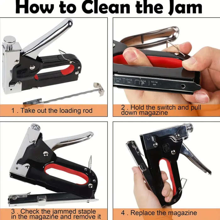 1 Set Upholstery 4In1 Staple Gun Heavy Duty With 1200 Staples Remover Gloves Manual Brad Nailer Powe