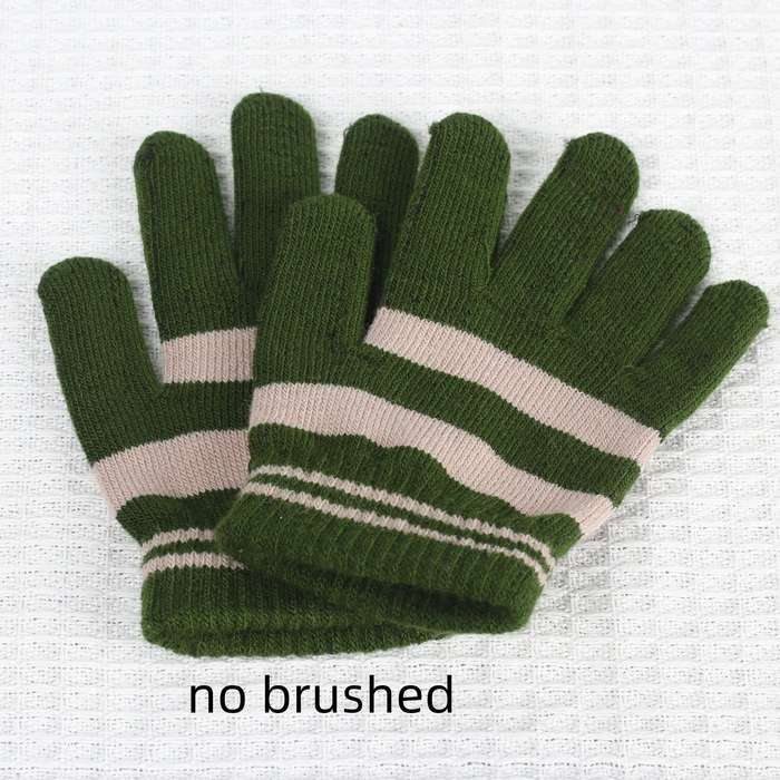 1 Pair Army Green Plus Beige Style Ordinary No Velvet Warm Gloves