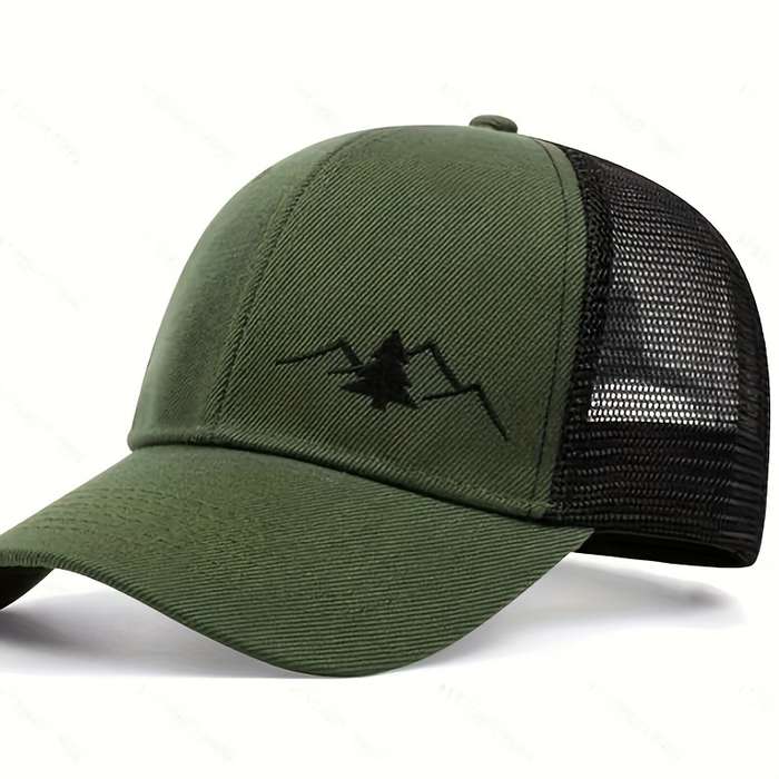 1pc Trendy Embroidered Trucker Hat Breathable Mesh Baseball Cap for Outdoor Skateboarding Busin