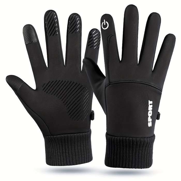 1 Pair Black Warm Gloves