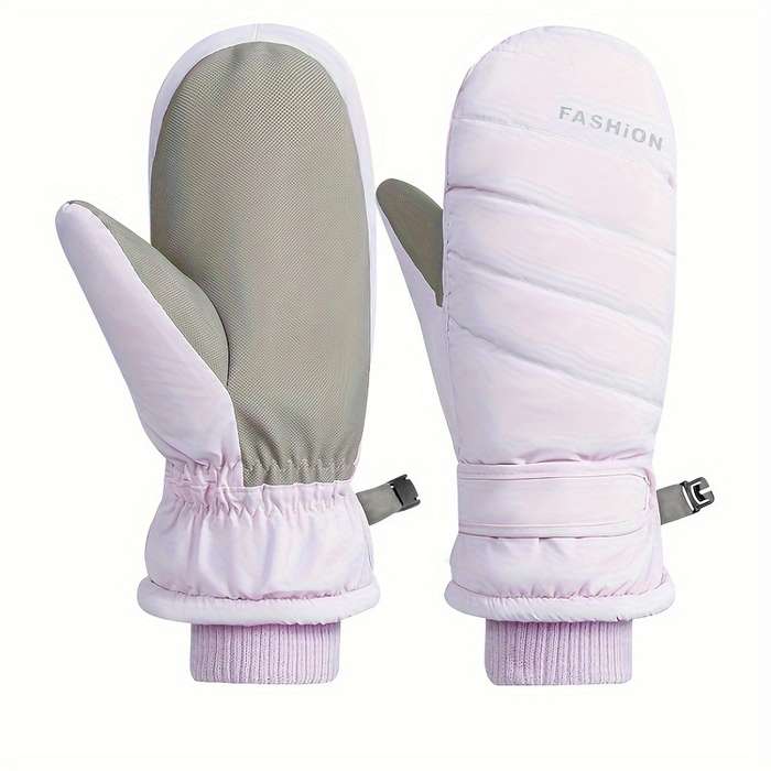 1 Pair Beige One Size Warm Gloves