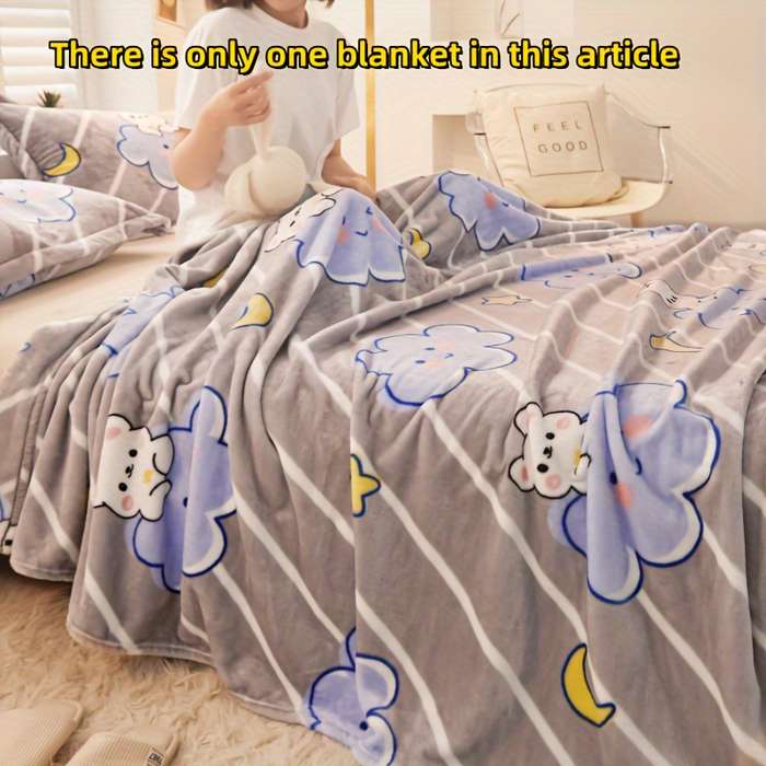 1ps Blanket Color Starry Sky And Deer Blue size 150cmx200cm