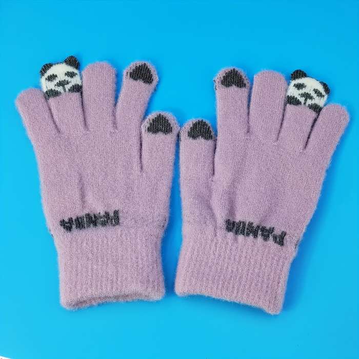 1 Pair Grey Warm Gloves