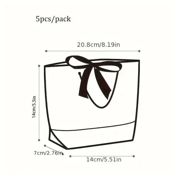 5pcs Elegant White Paper Gift Bags Versatile Portable for Weddings Birthdays Graduations Perfect for