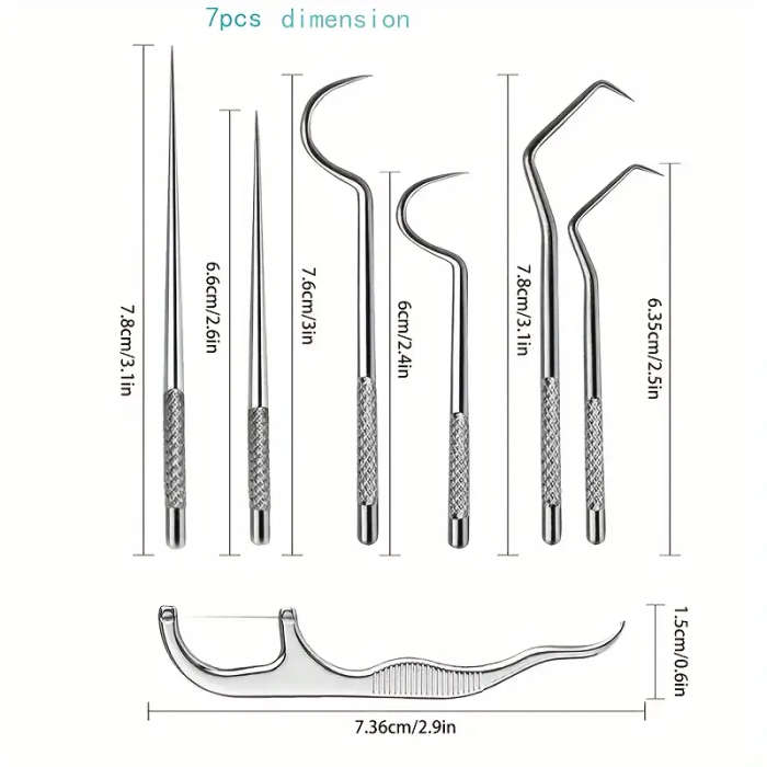 7pcs Stainless Steel Toothpick Set
