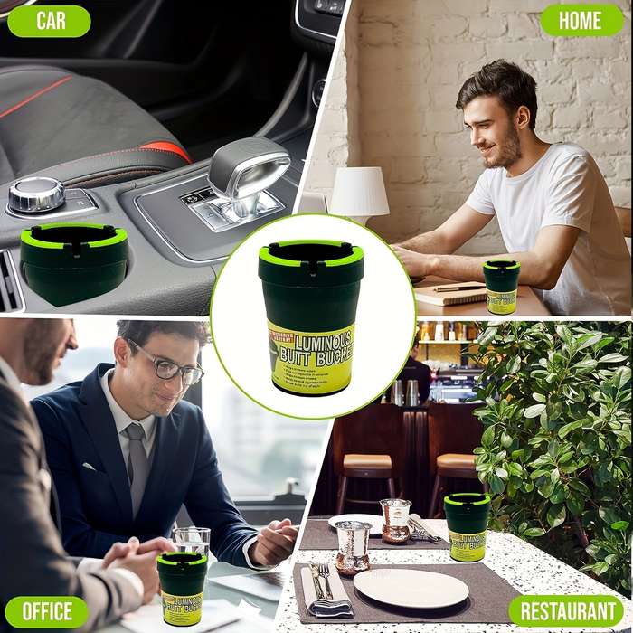 1pc Glow In The Dark Car Ashtray Cigarette Self-Extinguishing Cup Car Ash Holder Portable For Offic
