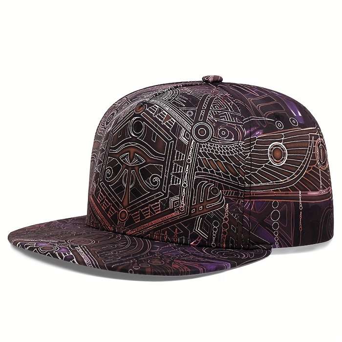 1pc Lightweight Acrylic Snapback Cap for Men Women Vintage Hip Hop Style Purple Geometric