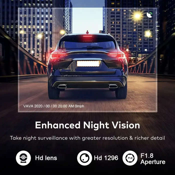 Integrated Dashcam with Front And Interior Cameras Featuring HD 1080P Loop