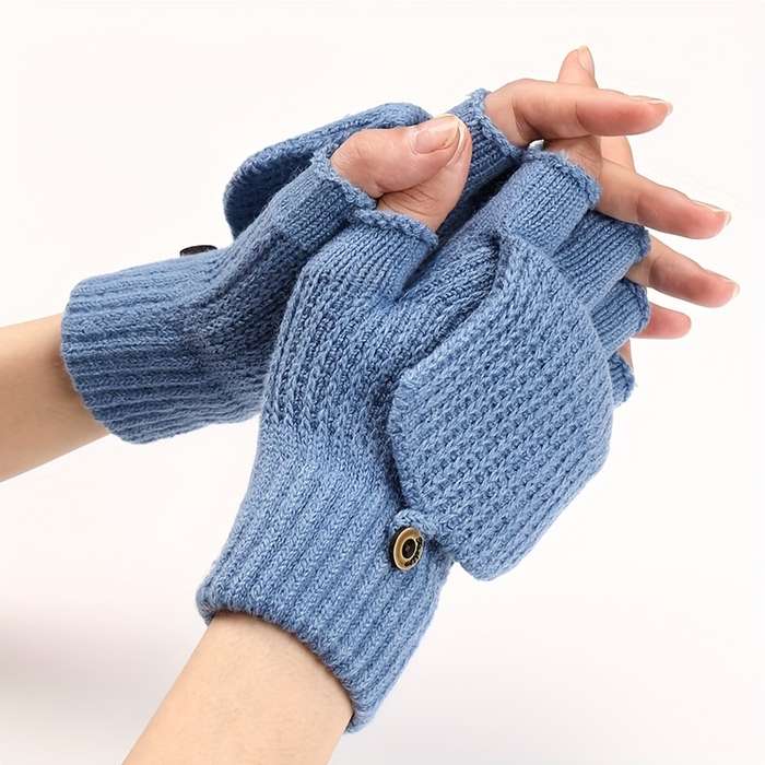 1 Pair Khaki Warm Gloves