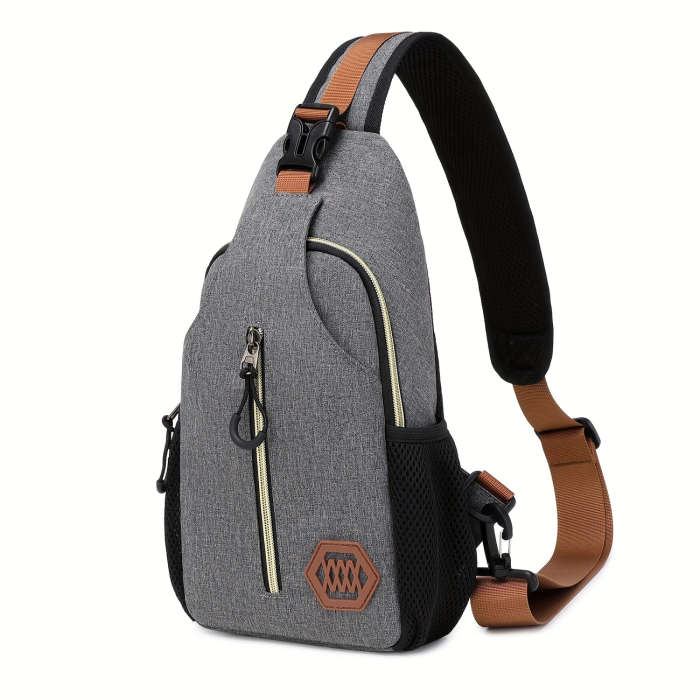 1pc Men'S Adjustable Crossbody Chest Bag Durable Sling Shoulder Bag with Multiple Compartments Ideal