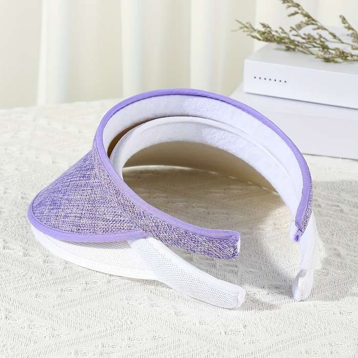 1pc Two Mixed Color Sets Unisex Combination Summer And Linen Sun Hats Hollow Top Hats Large Brim Be