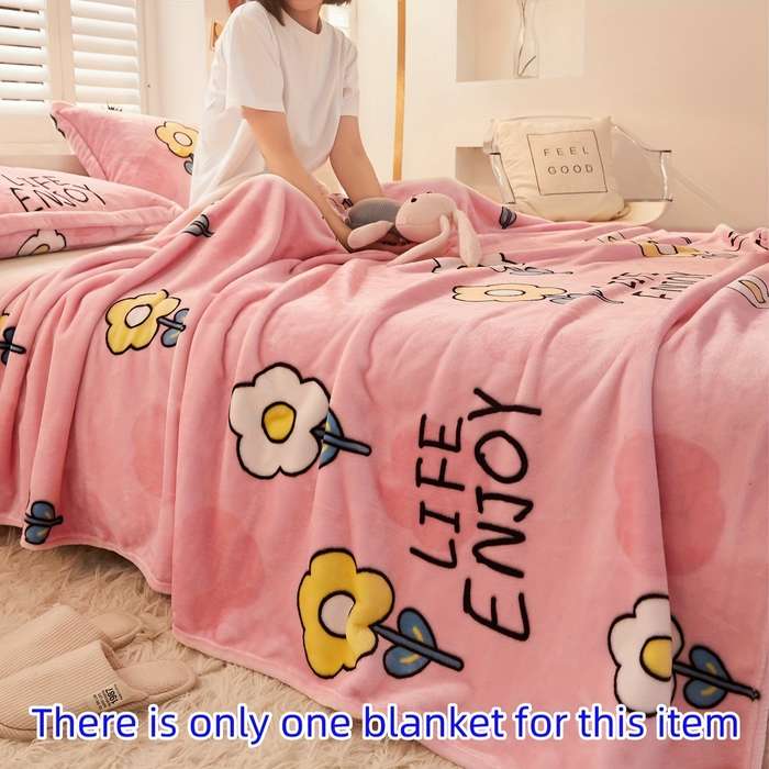 1ps Blanket Color Flowers   Light Purple size 150cmx200cm