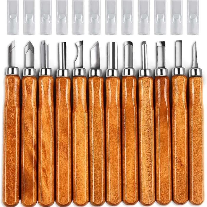 12pcs SK2 Carbon Steel Wood Carving Knife Set Handcrafted Woodworking Tools for Sculpture DIY Crafts