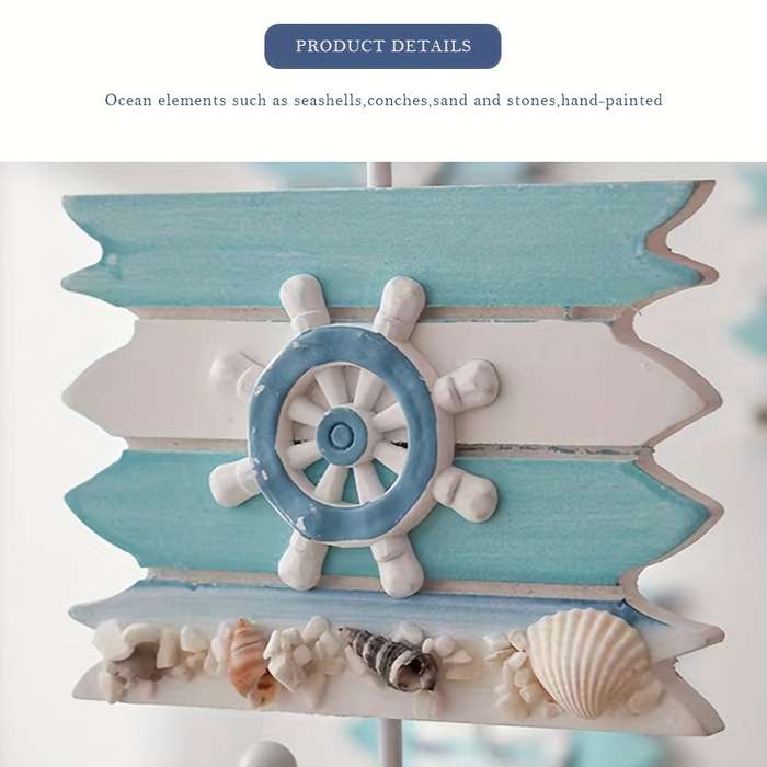 1pc Nautical Wooden Key HookWall Mounted Storage Organizer with Easy InstallMulti-functional H