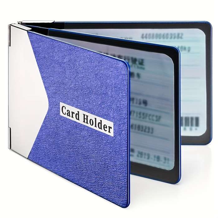 1pc Metal PU Leather Credit Card Holder Ultra-thin Driver's License Case ID Credit Card Holde