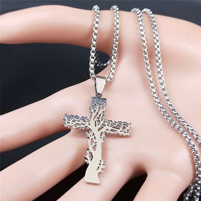 1 Piece Silvery 50 Cm BOX SRx3 Jesus Theme Pendant