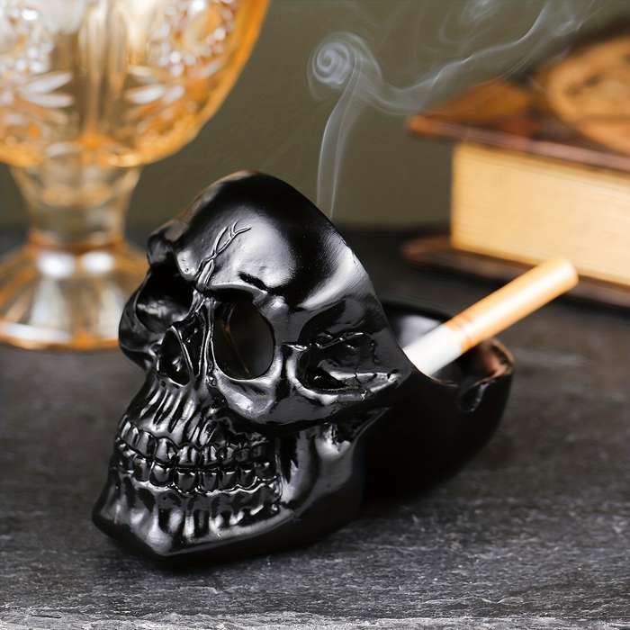 1pc Spooky Skull Ashtray Resin Halloween Decor for Indoor Outdoor Use Perfect for Home Office