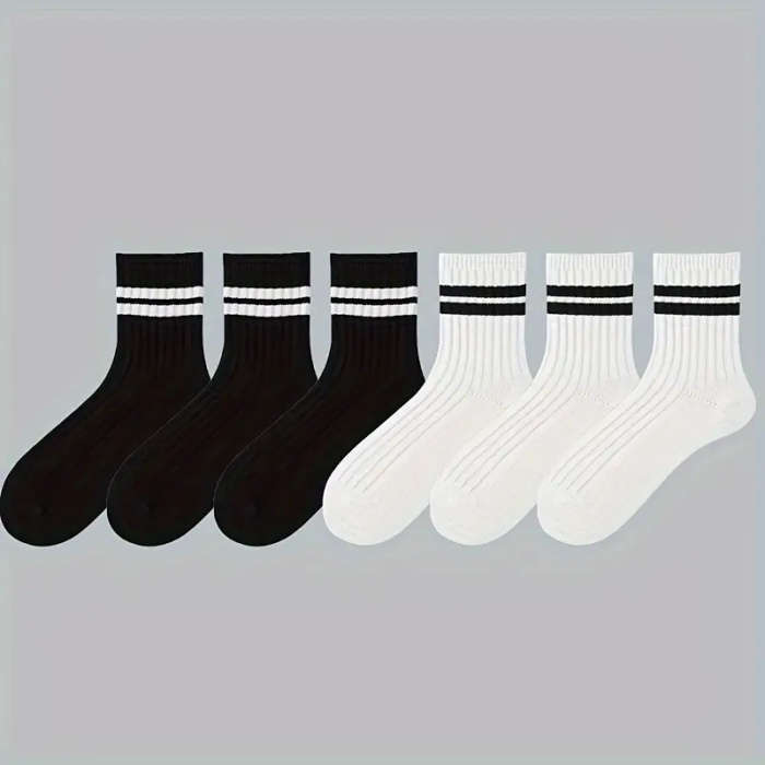 6 Pairs Of Men's Autumn And Winter Thickened Trendy Socks Breathable Comfy Casual Unisex Socks For M