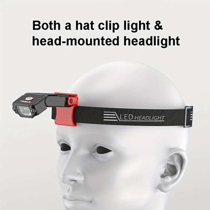 1pc of Smiling Shark 2-IN-1 LED Flashlight And Headlight, an Ultra-Bright Mini Hands-Free LED Clip-O