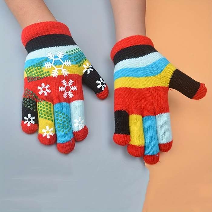 1 Pair 1 To 4 Years Old Rose Red Warm Gloves