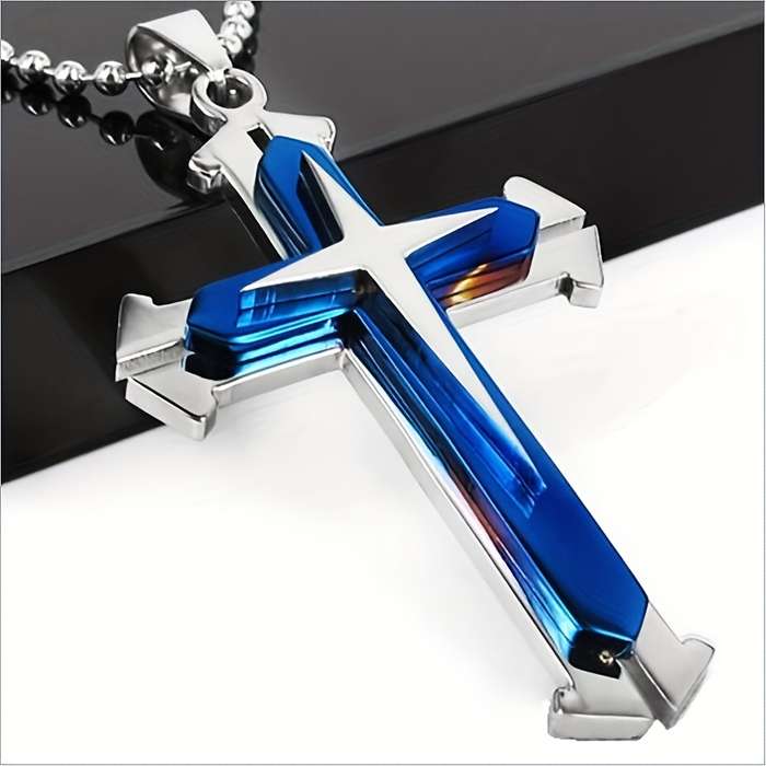 1 Piece Blackx2 Add Bluex2 Jesus Theme Pendant