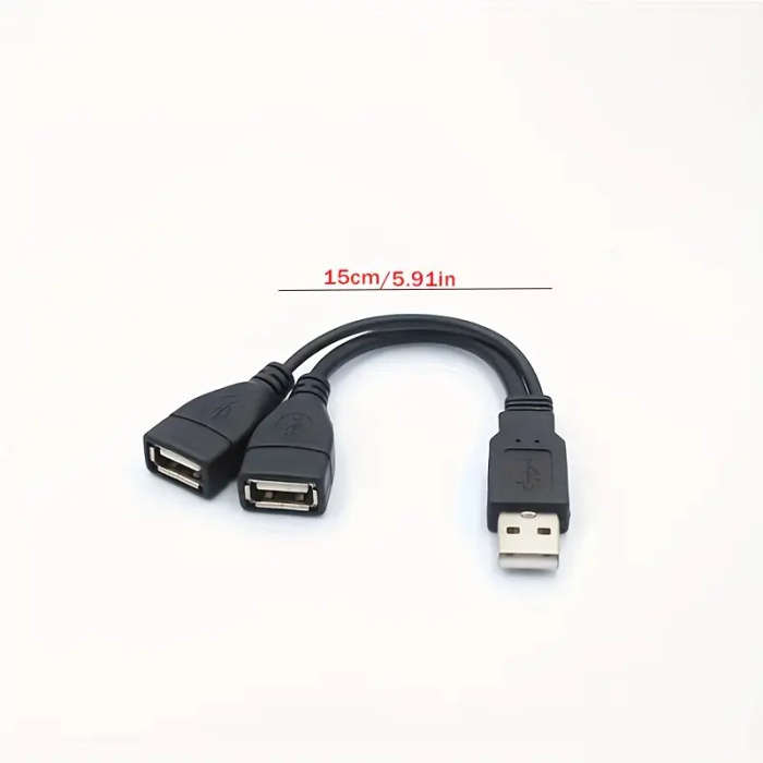 1pc USB 2.0 Splitter Cable Male to Dual Female High-Speed Data Charging Adapter Durable Matte Finish