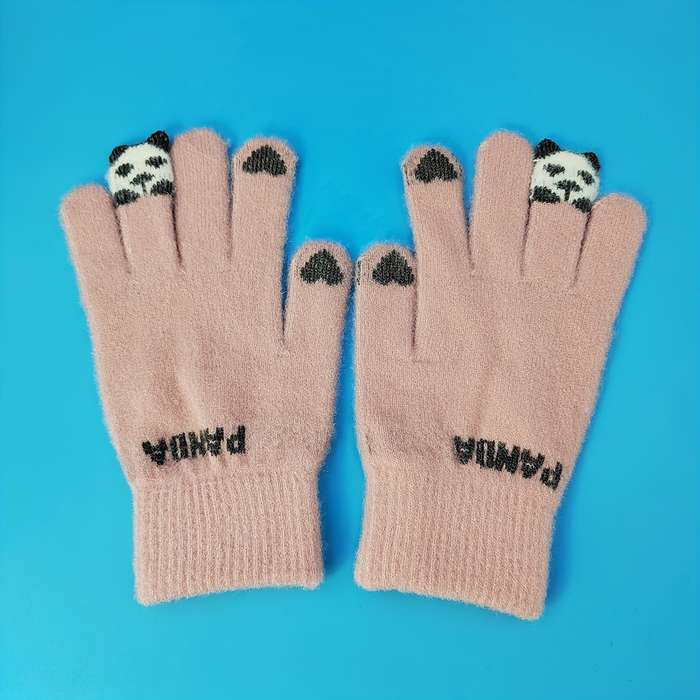 1 Pair Grey Warm Gloves