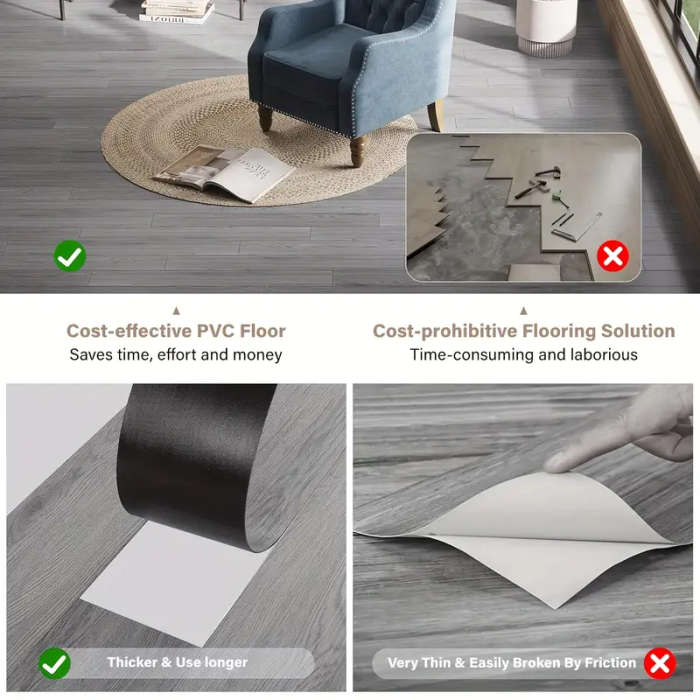 50 Embossed Vintage Wood-Grain Floor Tiles