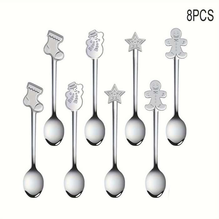 8pcs Stainless Steel Cute Mini Spoon Stirring Spoon for Tea Coffee Dessert Spoon Ice Cream