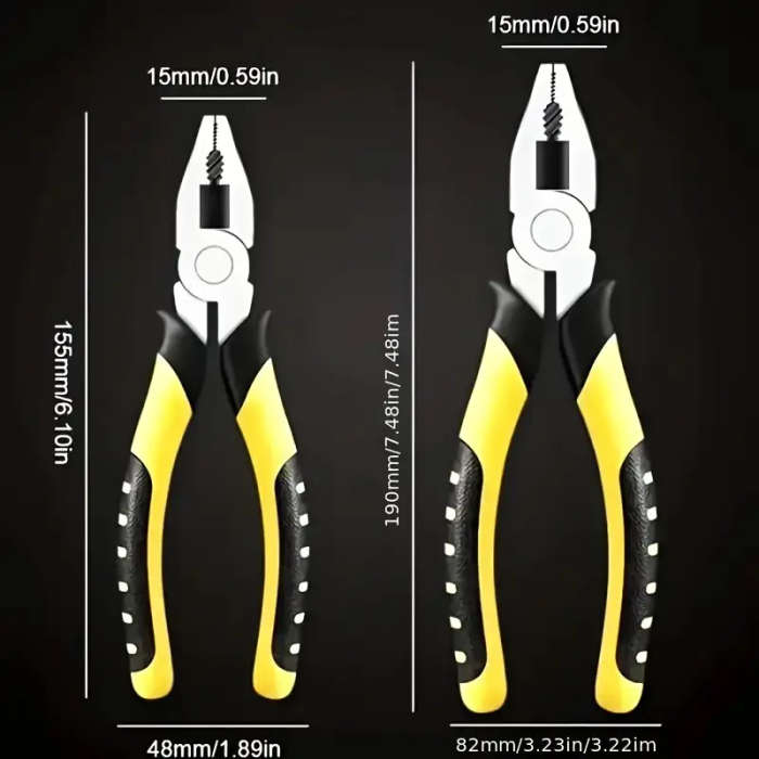 3pcs Titanium Steel Pliers Set Anti-Slip Rust-Resistant with Wire Cutter Diagonal Stripping Tools