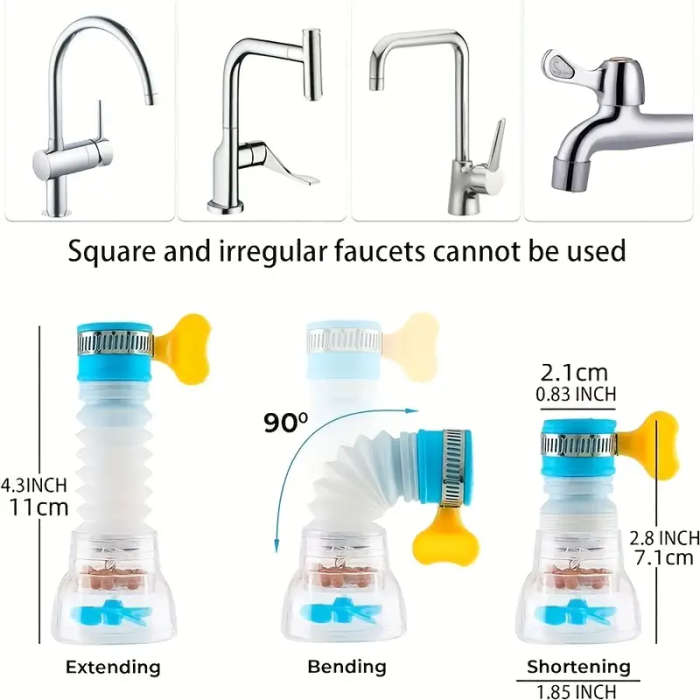 1pc360° Rotating Faucet Spray Filter with Adjustable Water Saving Design Includes Pressurized