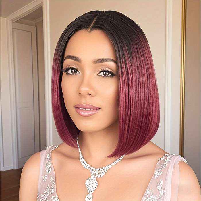 1Pc Burgundy 30.48cm Fashion Design Wig
