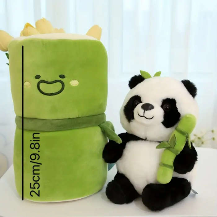 1 Cute Green Hat Panda Plush Toy