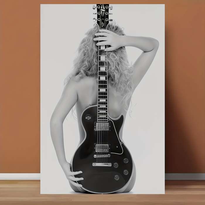 1pc Vintage Gibson Guitar Canvas Art Print Frameless 30.48x45.72 cm Poster Black White Music-I