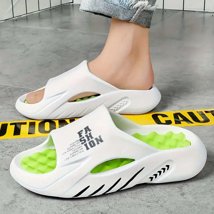 Fashion Slippers White And Green 38-39