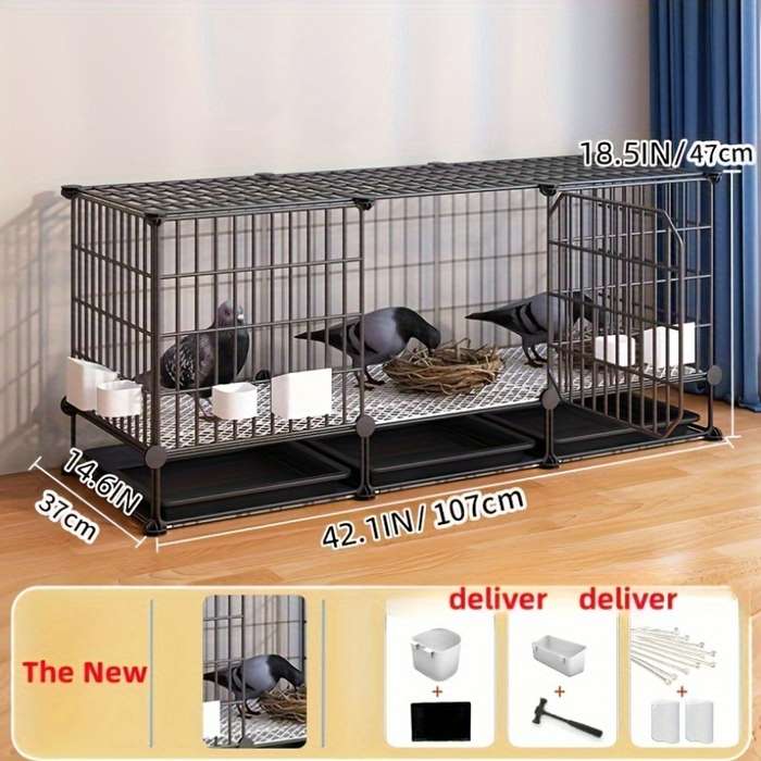 1pc White Small Size (Cage + Tray + Feeding Slot + Perch) Pet Cage