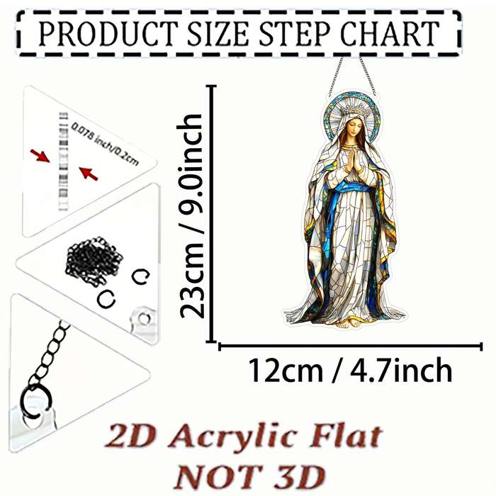1pc 2D Flat  Virgin Mary SunCatchers  Acrylic Colored 22.86 cmX 18.8cm for Birthday Garden