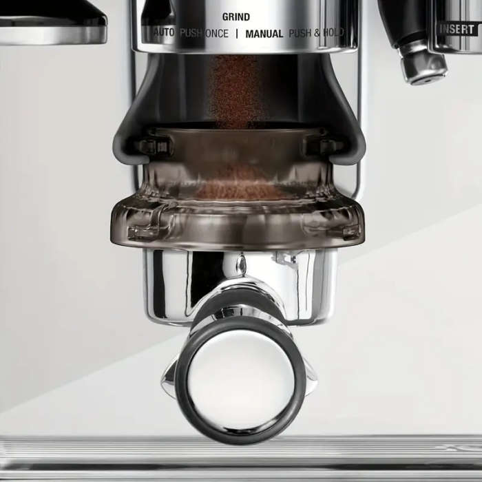 Breville 54mm Portafilter Dosing Funnel With Grinder Trigger - Transparent Grey Plastic