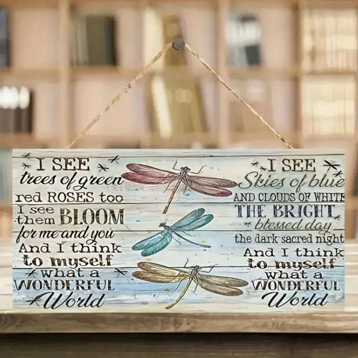 1pc Charming Dragonfly Wood Wall Art Colorful Rustic Style Decor