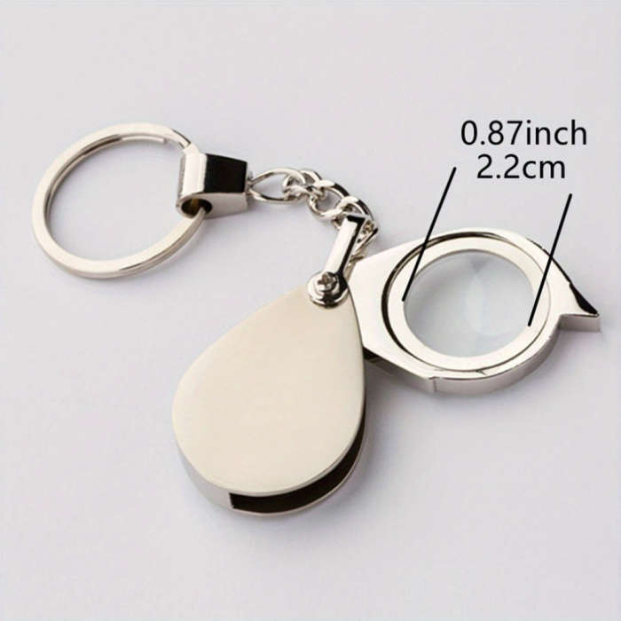 1Pc 10X Portable Folding Pocket Magnifier With Metal Jewelry Keychain Iron Material